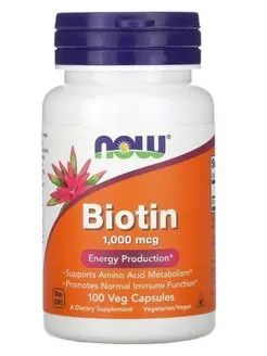 Лот: 19962943. Фото: 1. Now Foods, Biotin 1000 mcg 100... Спортивное питание, витамины