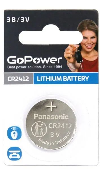 Лот: 19616535. Фото: 1. Батарейка CR2412. Батарейки, аккумуляторы, элементы питания