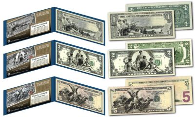 Лот: 9910783. Фото: 1. Набор из 3 -х банкнот США Искусство... Америка
