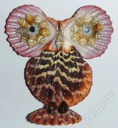 Лот: 536866. Фото: 1. Сова из гребешка. Ракушки, раковины... Разное