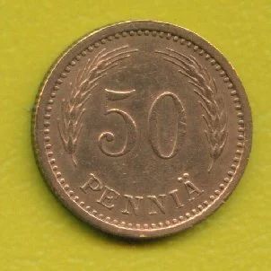 Лот: 10054113. Фото: 1. Финляндия 50 пенни 1940 S Медь... Европа