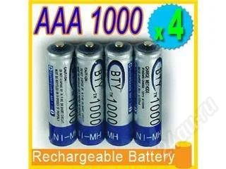 Лот: 141616. Фото: 1. 4 заряжаемые батарейки ААА (аккамуляторы... Батарейки, аккумуляторы, элементы питания