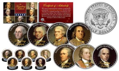 Лот: 11405042. Фото: 1. Набор из 7-ми монет США Основатели. Америка