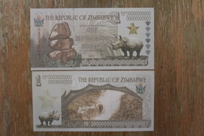 Лот: 20974574. Фото: 1. Зимбабве 1 зетталлион долларов... Частные выпуски, копии банкнот