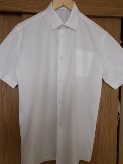Лот: 11124012. Фото: 1. Белая рубашка с коротким рукавом... Рубашки, водолазки