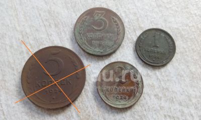 Лот: 19392734. Фото: 1. Набор монет 3 шт 1924 год 1 2... Россия и СССР 1917-1991 года