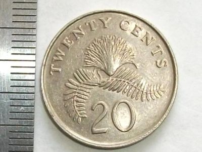 Лот: 7770178. Фото: 1. Монета 20 цент Сингапур 1991 герб... Азия