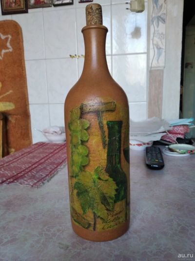 Лот: 15780097. Фото: 1. Декоративная бутылка из глины. Бутылки, пробки, этикетки