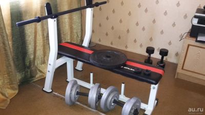 Лот: 9440027. Фото: 1. скамья + штанга (диски 40кг) и... Силовые, скамьи, стойки