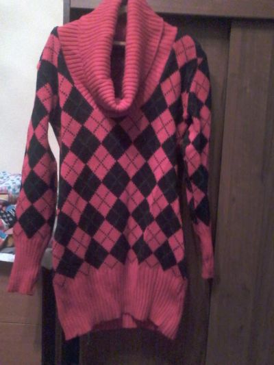 Лот: 6079004. Фото: 1. Свитер длинный, воротник хомут... Свитеры, толстовки, худи