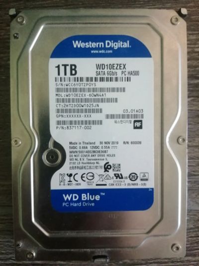 Лот: 20412877. Фото: 1. 1 ТБ Жесткий диск WD Blue [WD10EZEX... Жёсткие диски