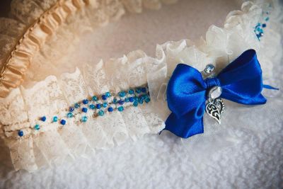 Лот: 3375390. Фото: 1. Подвязка невесты цвет айвори+синий... Другое (свадебная мода)