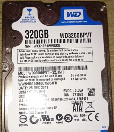 Лот: 5274417. Фото: 1. HDD винчестер 320Gb SATA 2.5. Жёсткие диски (HDD)