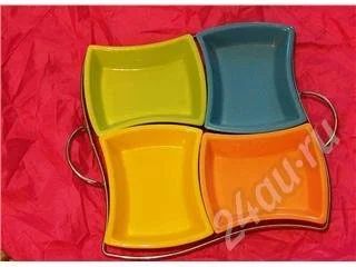 Лот: 549282. Фото: 1. менажница 4-секционная керамика... Тарелки, блюда, салатники