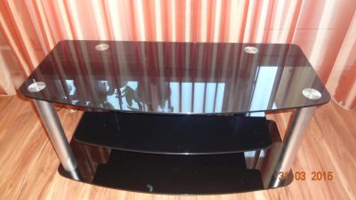 Лот: 6574429. Фото: 1. Стол стеклянный для ТВ. Стойки и тумбы для аппаратуры