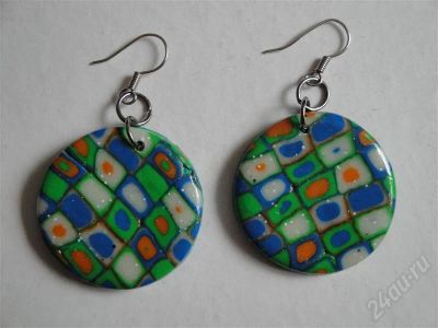 Лот: 432433. Фото: 1. Изделия из полимерной глины,серьги... Серьги, каффы