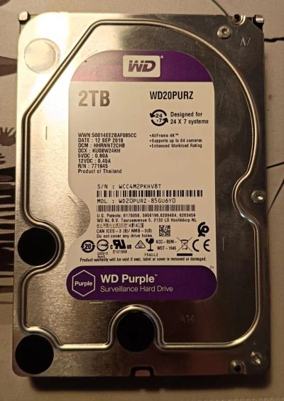 Лот: 25899559. Фото: 1. Жесткий диск WD Purple WD20purz... Жёсткие диски (HDD)