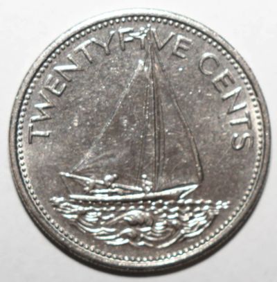 Лот: 21378640. Фото: 1. 25 центов 1977 год. Багамы. Америка