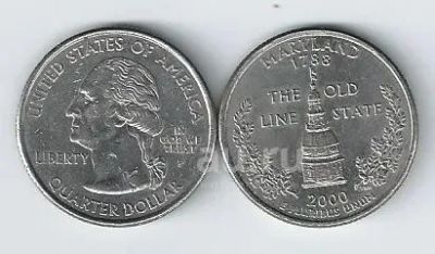 Лот: 22167787. Фото: 1. 25 центов 2000 год. США. Мэриленд... Америка