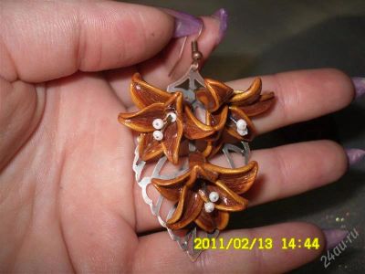 Лот: 770669. Фото: 1. Изделия из полимерной глины,серьги... Серьги, каффы