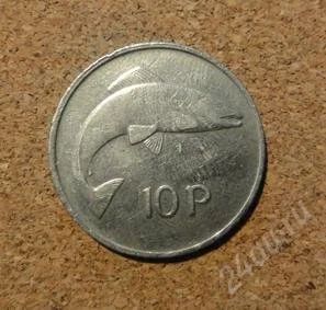 Лот: 1308600. Фото: 1. Благородный лосось на монете Ирландии... Европа