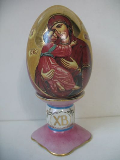 Лот: 13985442. Фото: 1. Яйцо пасхальное Владимирская икона... Иконы