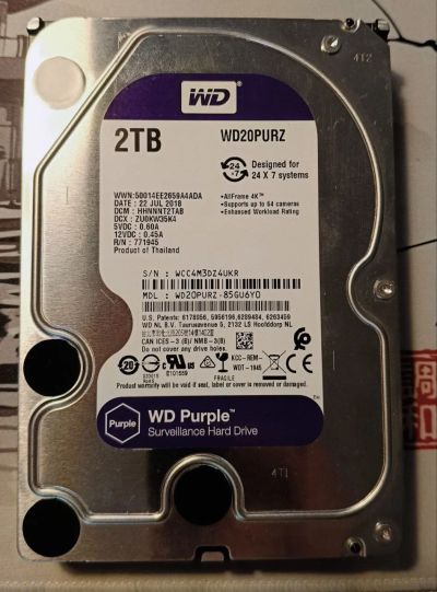 Лот: 25899557. Фото: 1. Жесткий диск WD Purple WD20purz... Жёсткие диски (HDD)