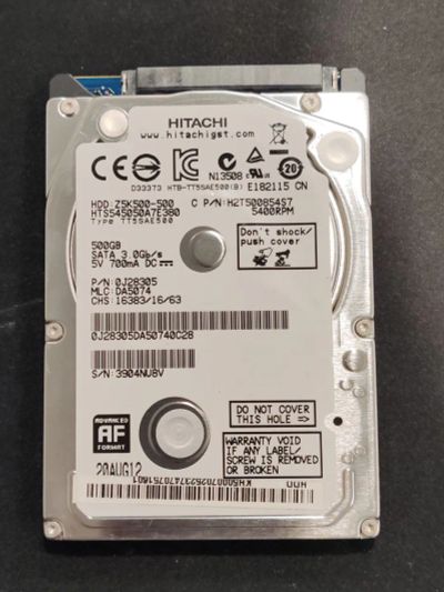 Лот: 25896119. Фото: 1. Жесткий диск Hitachi Z5k500 HtS545050a7e380... Жёсткие диски (HDD)