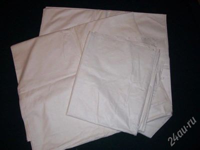 Лот: 701308. Фото: 1. три отрезка белой бязи.СССР! с... Ткани, нитки, пряжа