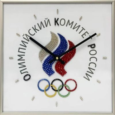 Лот: 21291146. Фото: 1. Картина Часы Олимпиада белые с... Другое (сувениры, подарки)