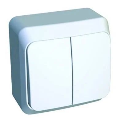 Лот: 8787699. Фото: 1. Выключатель 2клавшный наружней... Электроустановочные изделия