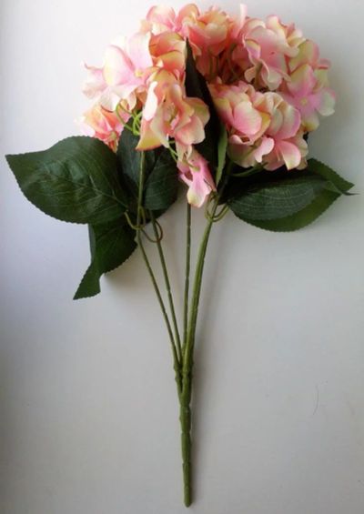 Лот: 10382179. Фото: 1. Искусственная гортензия, розово-жёлтая... Искусственные и сувенирные цветы