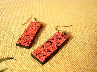 Лот: 1612911. Фото: 1. Сережки Цветы красные. Серьги, каффы