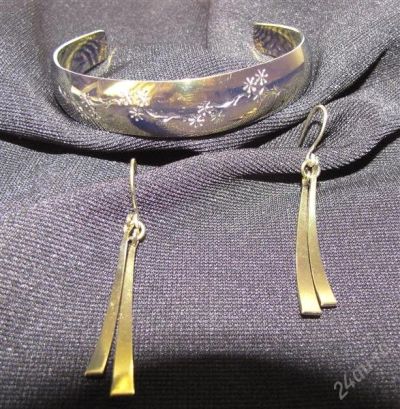 Лот: 1353787. Фото: 1. серьги + браслет. Серьги, каффы