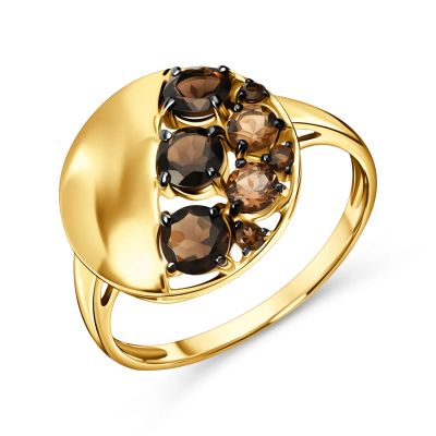 Лот: 23823146. Фото: 1. Золотое кольцо с раухтопазами... Кольца, перстни