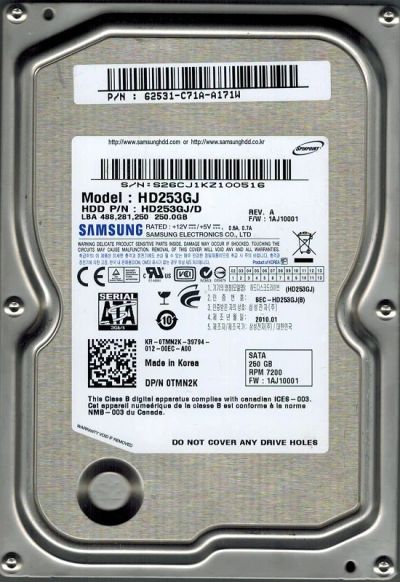 Лот: 6992123. Фото: 1. Samsung HD253GJ. Жёсткие диски (HDD)