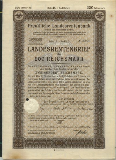 Лот: 12846613. Фото: 1. облигация на 200 рейхсмарок 1943... Документы, ценные бумаги, письма