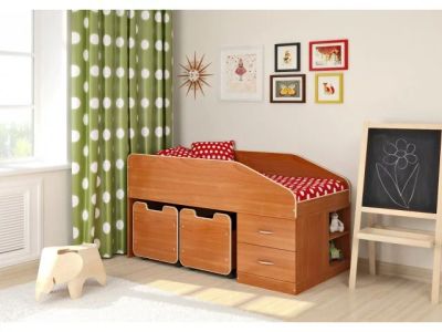 Лот: 3437290. Фото: 1. Детская кровать Л-8. Цвет: ольха... Детские кровати и кроватки