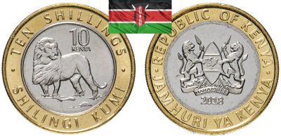 Лот: 19201809. Фото: 1. Кения 10 шиллингов 2018 UNC биметалл. Африка
