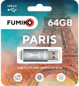 Лот: 16500773. Фото: 1. 64GB накопитель Fumiko Paris серебристый. USB-флеш карты