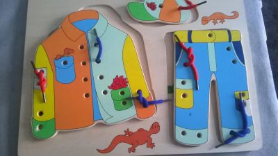 Лот: 6786842. Фото: 1. Деревянный пазл со шнуровкой. Развивающие