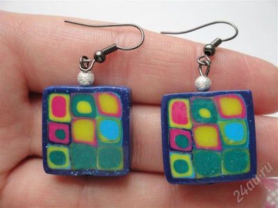Лот: 574443. Фото: 1. Изделия из полимерной глины,серьги... Серьги, каффы