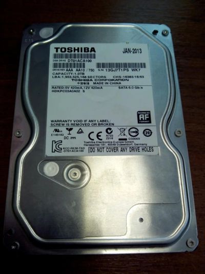 Лот: 4077858. Фото: 1. HDD 1TB. Жёсткие диски (HDD)