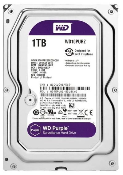 Лот: 19320489. Фото: 1. HDD 1 Tb SATA 6Gb/s WD Purple... Жёсткие диски