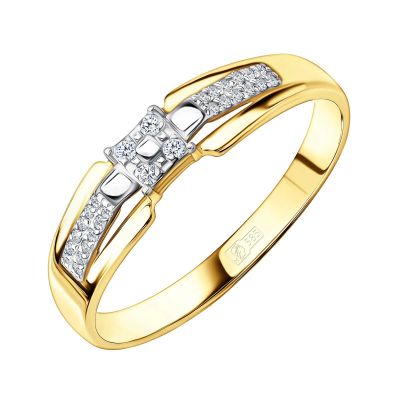 Лот: 23824290. Фото: 1. Золотое кольцо с бриллиантами... Кольца, перстни