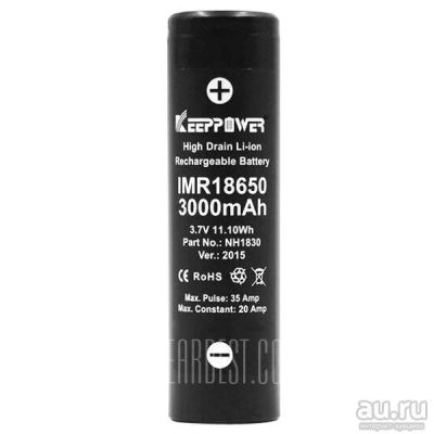 Лот: 8695116. Фото: 1. Keeppower IMR 18650 3000mAh 3... Батарейки, аккумуляторы, элементы питания