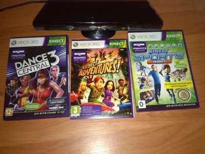 Лот: 5010264. Фото: 1. Продам kinect для xbox 360 + 3... Аксессуары для игровых приставок, консолей, геймпады