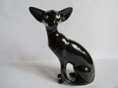 Лот: 17473515. Фото: 1. кот Ориентальный черный ,авторская... Скульптуры