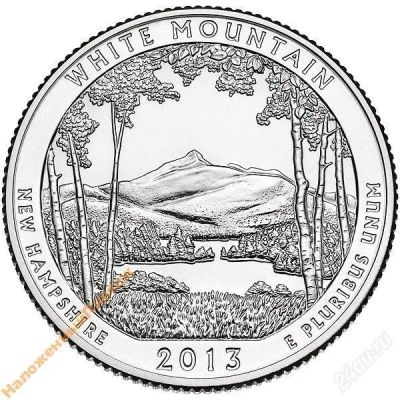 Лот: 2578149. Фото: 1. США 25 центов 2013 год Белые горы... Америка