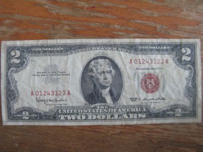 Лот: 18657822. Фото: 1. США 2 доллара 1963 года. Без буквы... Америка